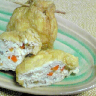 鶏ひき肉と豆腐の巾着煮